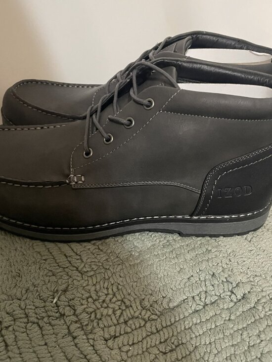 IZOD Men\'s Larsson Boots Charcoal Size 13 Memory Foam Lace up NWT